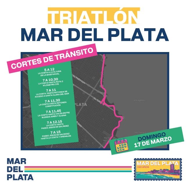 La Municipalidad dio a conocer los cortes para el Campeonato Argentino de Triatlón 