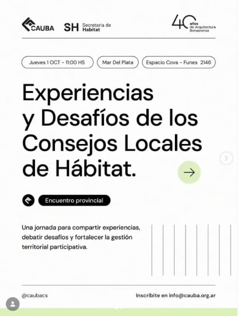 ENCUENTRO PROVINCIAL: EXPERIENCIAS Y DESAFÍOS DE LOS CONSEJOS LOCALES DE HÁBITAT