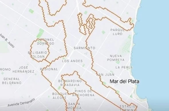Increíble: un marplatense dibujó la silueta de Maradona recorriendo 63 kilómetros en bicicleta