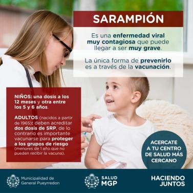 El Municipio recomienda vacunarse contra el Sarampión