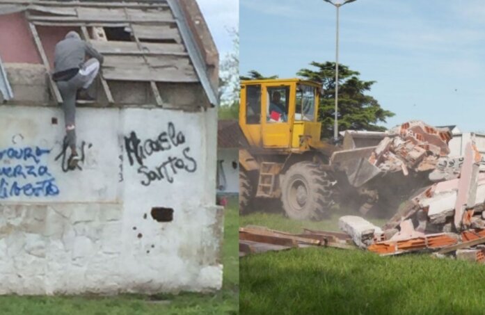 El Municipio demolió una construcción abandonada en la plaza Jorge Newbery