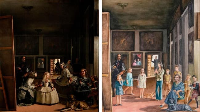 Un artista español reinterpretó «Las Meninas» con los rostros de la actual casa real