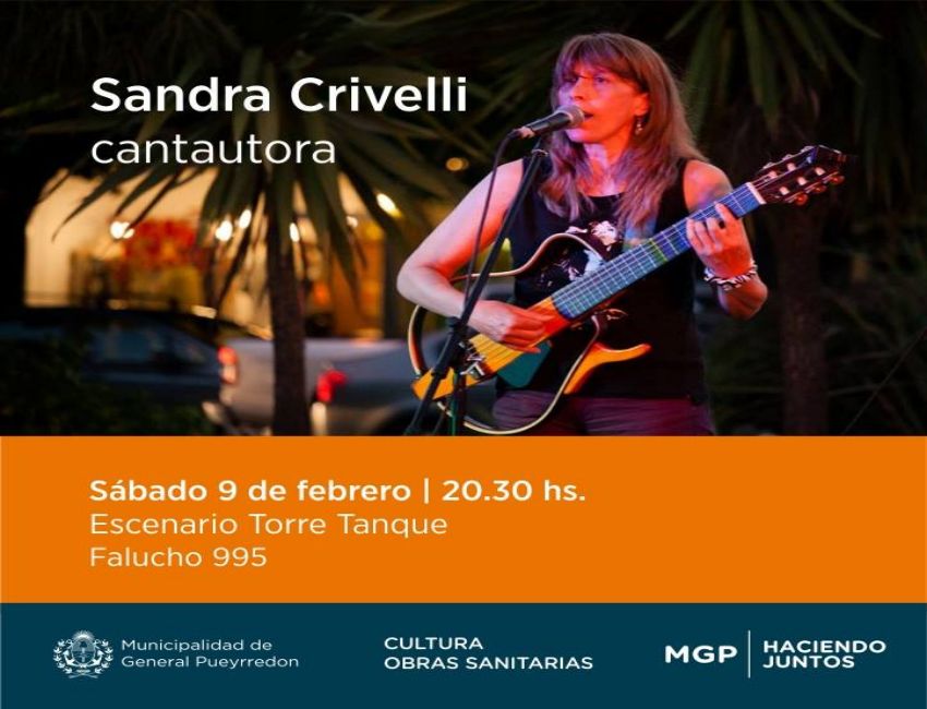 Sandra Crivelli se presentará en la Torre Tanque