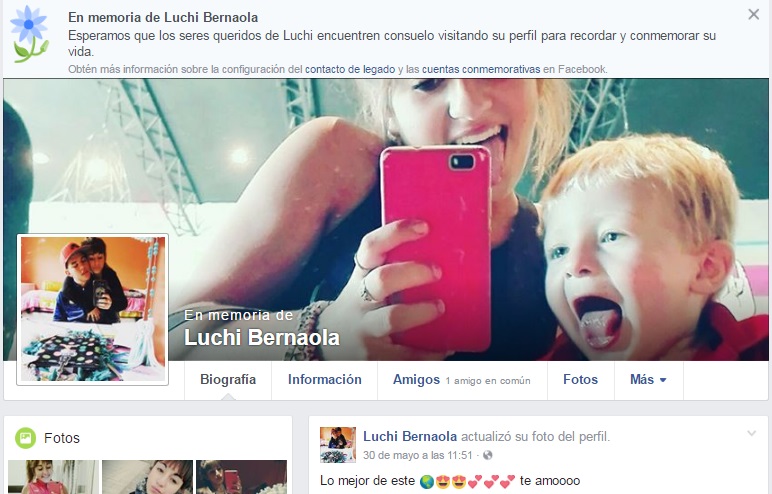 Facebook convirtió el perfil de Lucía Bernaola en un memorial