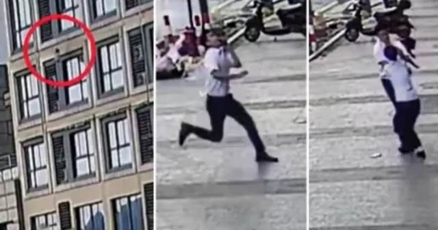 Hombre atrapa a una nena de dos años que cae al vacío