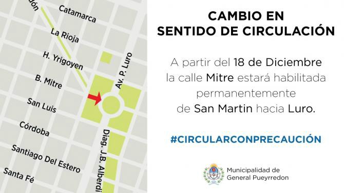 Cambio en sentido de circulación de la calle Mitre