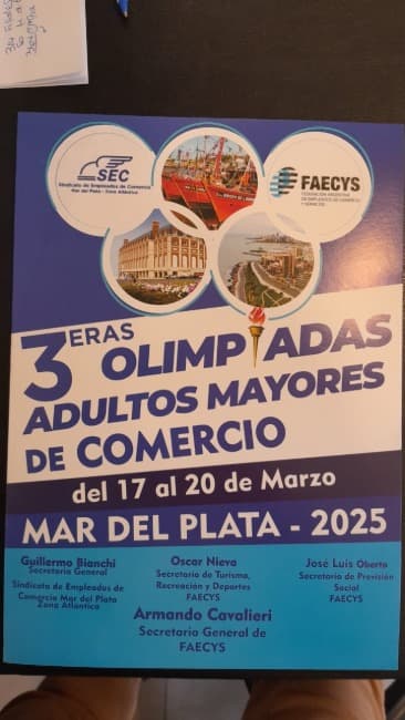 Leia  Se realizarán las 3° Olimpiadas Nacionales de Adultos Mayores de Comercio 