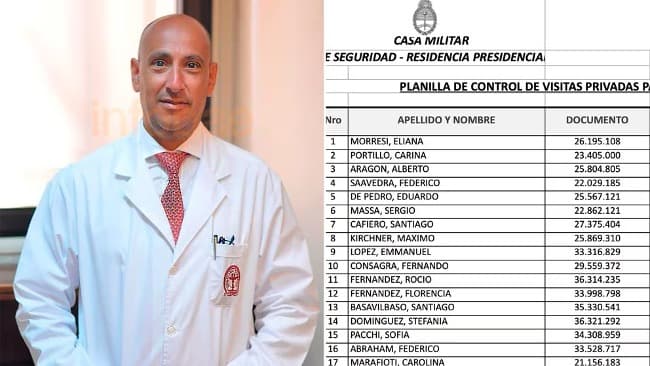 Los ingresos del ex médico presidencial a la Quinta de Olivos