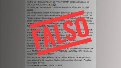  Es falso que ya no se va a poder “hablar mas de papa y mama en las escuelas”