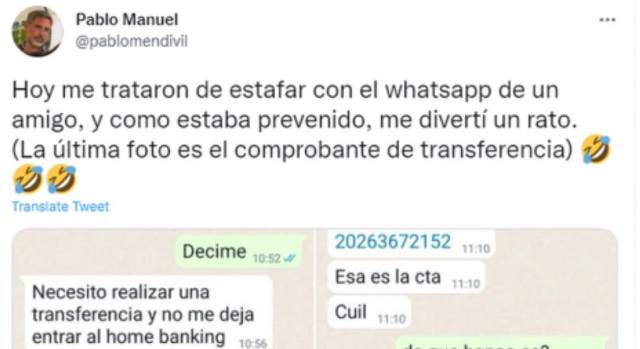 Lo quisieron estafar por Whatsapp y les tendió una trampa con un ingenioso comprobante