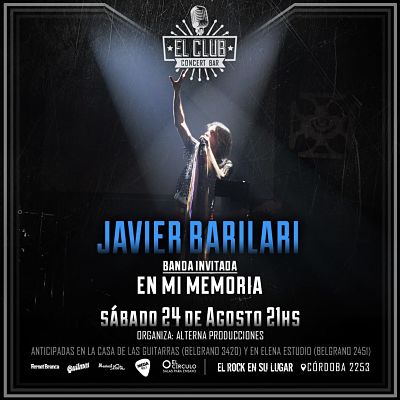 Javier Barilari en El Club Sábado  24 de Agosto 21hs