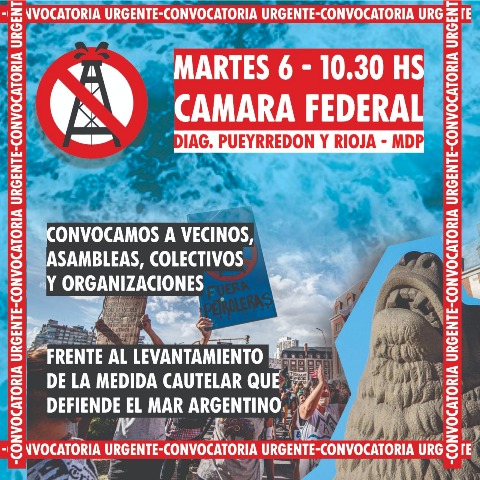  Mar Libre de Petroleras convoca a una marcha hoy para defender nuestras costas