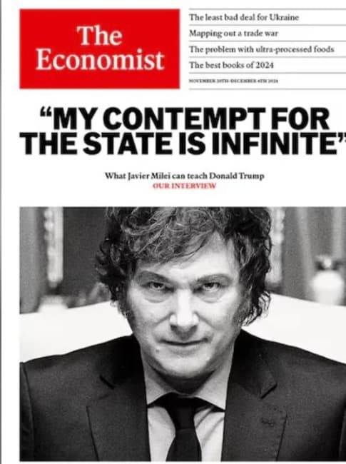 Milei en la tapa de The Economist en un repaso del primer año de gobierno