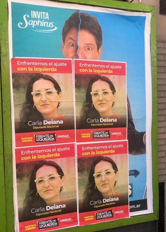 Sergio Gonal furioso porque el Frente de Izquierda le tapó un cartel