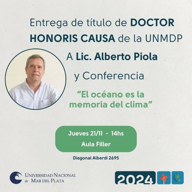 Entrega del título de DOCTOR HONORIS CAUSA de la UNMDP al  Licenciado Alberto Piola